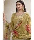 Green Viscose Chinon Embroidered Salwar Plazzo Set