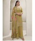 Green Viscose Chinon Embroidered Salwar Plazzo Set