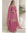 Pink Viscose Chinon Sequins Salwar Plazzo Set