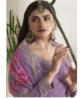 Purple Viscose Chinon Embroidered Salwar Plazzo Set