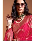 Orange Pure Georgette Handloom Weaving Silk Designer Saree