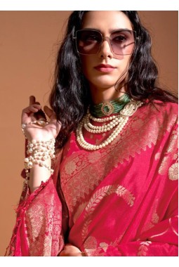 Orange Pure Georgette Handloom Weaving Silk Designer Saree