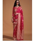 Orange Pure Georgette Handloom Weaving Silk Designer Saree