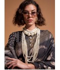 Black Pure Georgette Handloom Weaving Silk Designer Saree