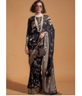 Black Pure Georgette Handloom Weaving Silk Designer Saree