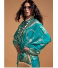 Blue Pure Georgette Handloom Weaving Silk Designer Saree