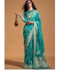 Blue Pure Georgette Handloom Weaving Silk Designer Saree