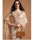 Beige Pure Georgette  Handloom Weaving Silk Designer Saree