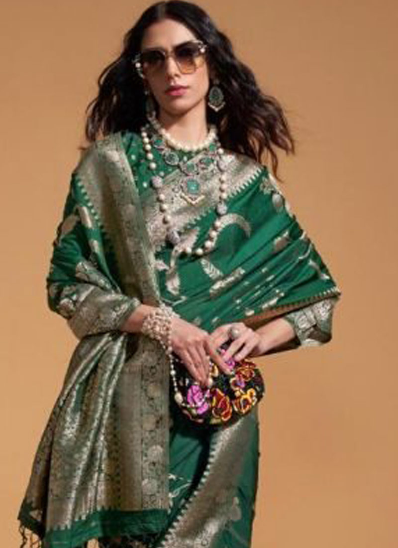 Rama Pure Georgette Handloom Weaving Silk Designer Saree