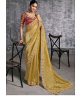 Green Tissue Zari Embroidered Festive Wear Saree