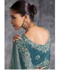 Blue Tissue Zari Embroidered Festive Wear Saree