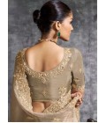 Beige Tissue Zari Embroidered Festive Wear Saree