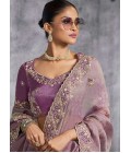 Purple Tissue Zari Embroidered Festive Wear Saree