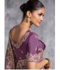 Purple Tissue Zari Embroidered Festive Wear Saree