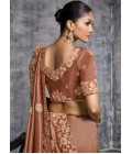 Brown Tissue Zari Embroidered Festive Wear Saree