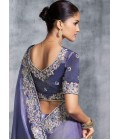Lavender Tissue Zari Embroidered Festive Wear Saree