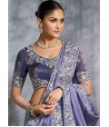 Lavender Tissue Zari Embroidered Festive Wear Saree