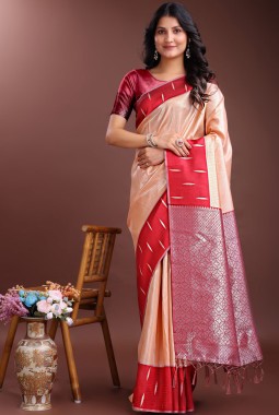 Orange Silk Designer Saree