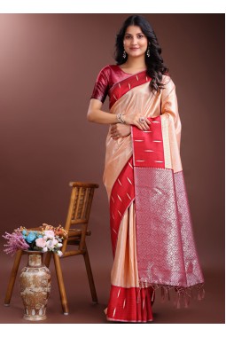 Orange Silk Designer Saree