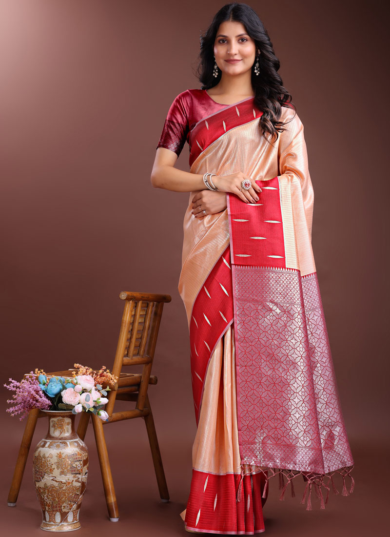 Orange Silk Designer Saree Orange Silk Designer Saree