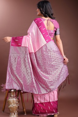 Pink Silk Designer Saree