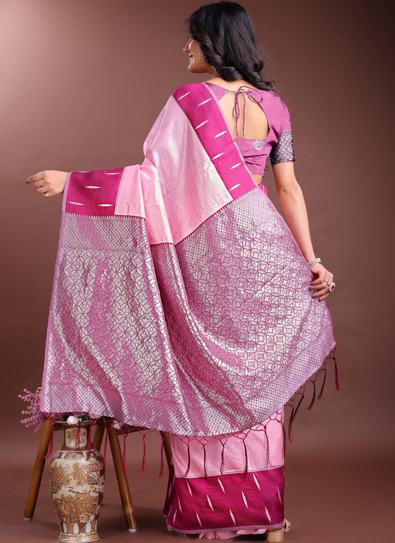 Pink Silk Designer Saree Pink Silk Designer Saree