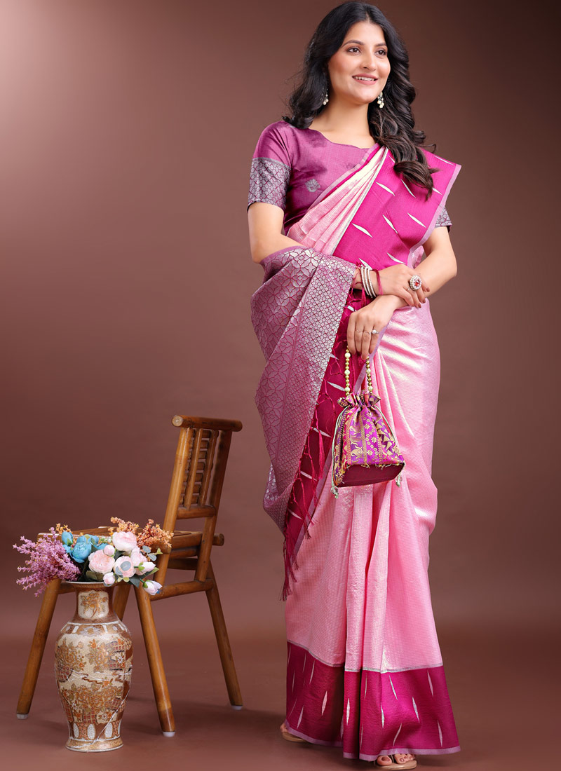 Pink Silk Designer Saree Pink Silk Designer Saree