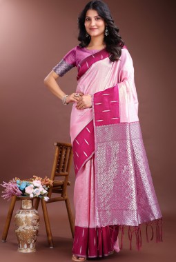Pink Silk Designer Saree