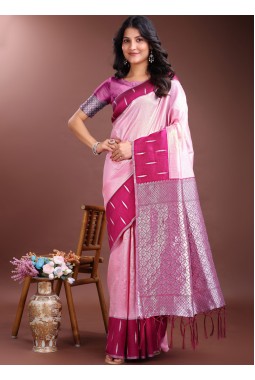 Pink Silk Designer Saree