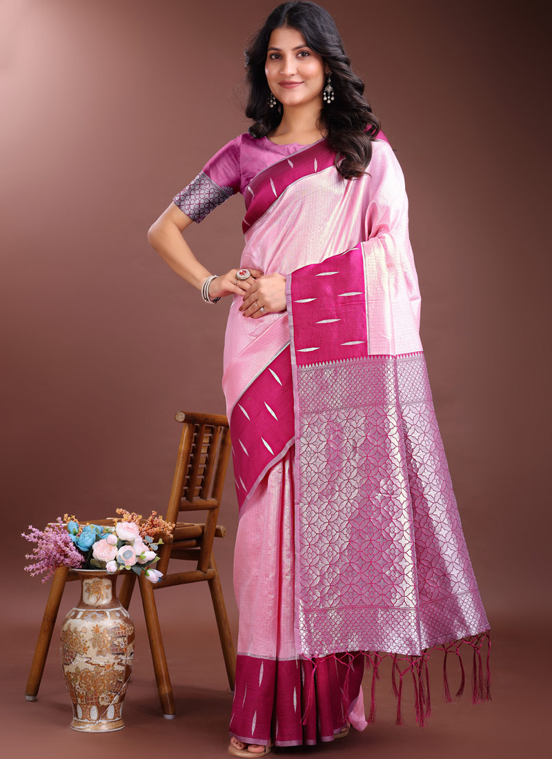Pink Silk Designer Saree Pink Silk Designer Saree