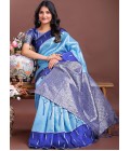 Sky Blue Silk Designer Saree Sky Blue Silk Designer Saree