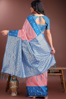 Peach Silk Designer Saree