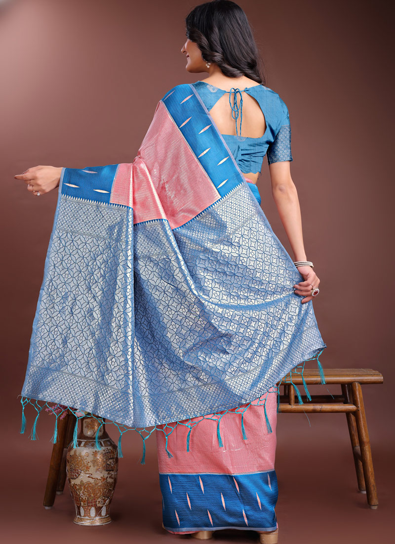 Peach Silk Designer Saree Peach Silk Designer Saree