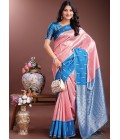 Peach Silk Designer Saree Peach Silk Designer Saree