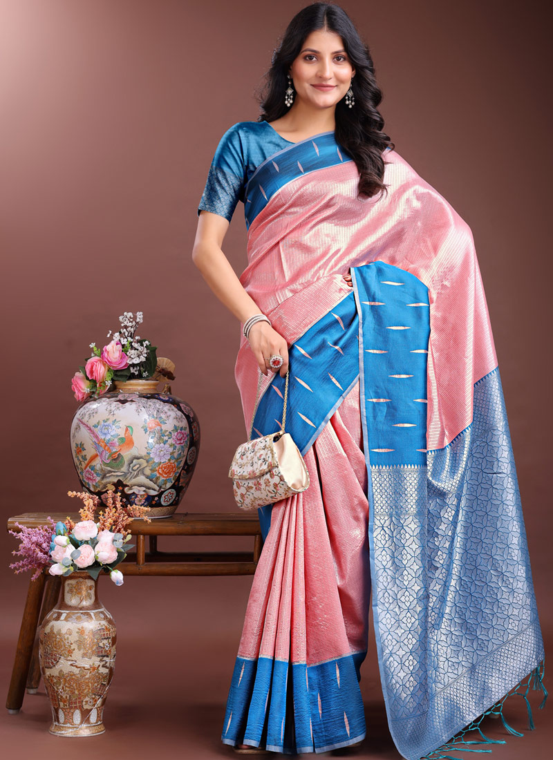Peach Silk Designer Saree Peach Silk Designer Saree
