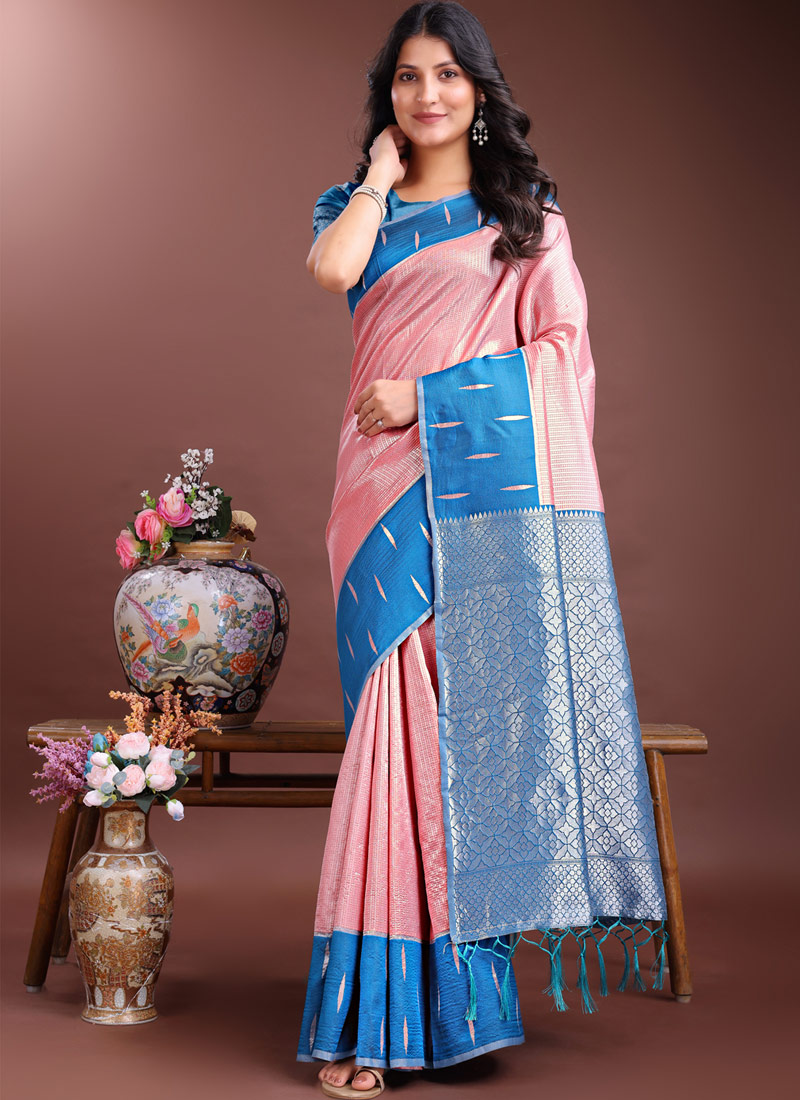 Peach Silk Designer Saree Peach Silk Designer Saree