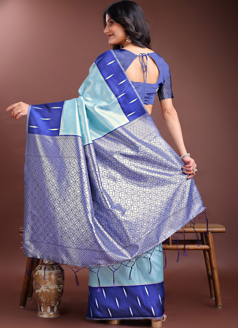 Sea Green Silk Designer Saree Sea Green Silk Designer Saree