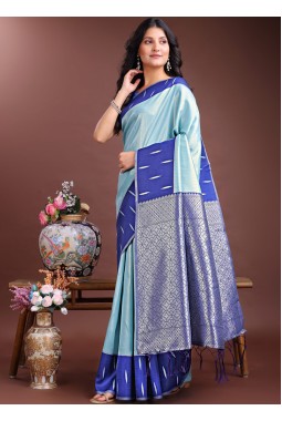 Sea Green Silk Designer Saree