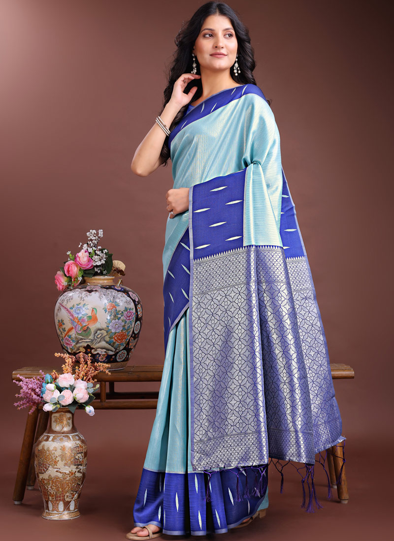 Sea Green Silk Designer Saree Sea Green Silk Designer Saree