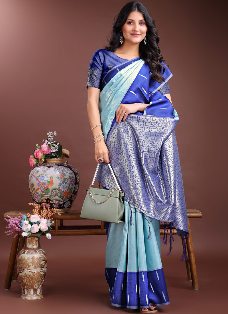 Sea Green Silk Designer Saree Sea Green Silk Designer Saree