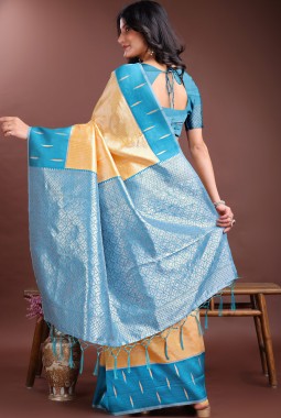Yellow Silk Designer Saree