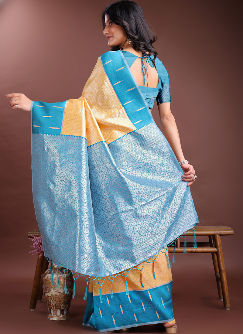 Yellow Silk Designer Saree Yellow Silk Designer Saree
