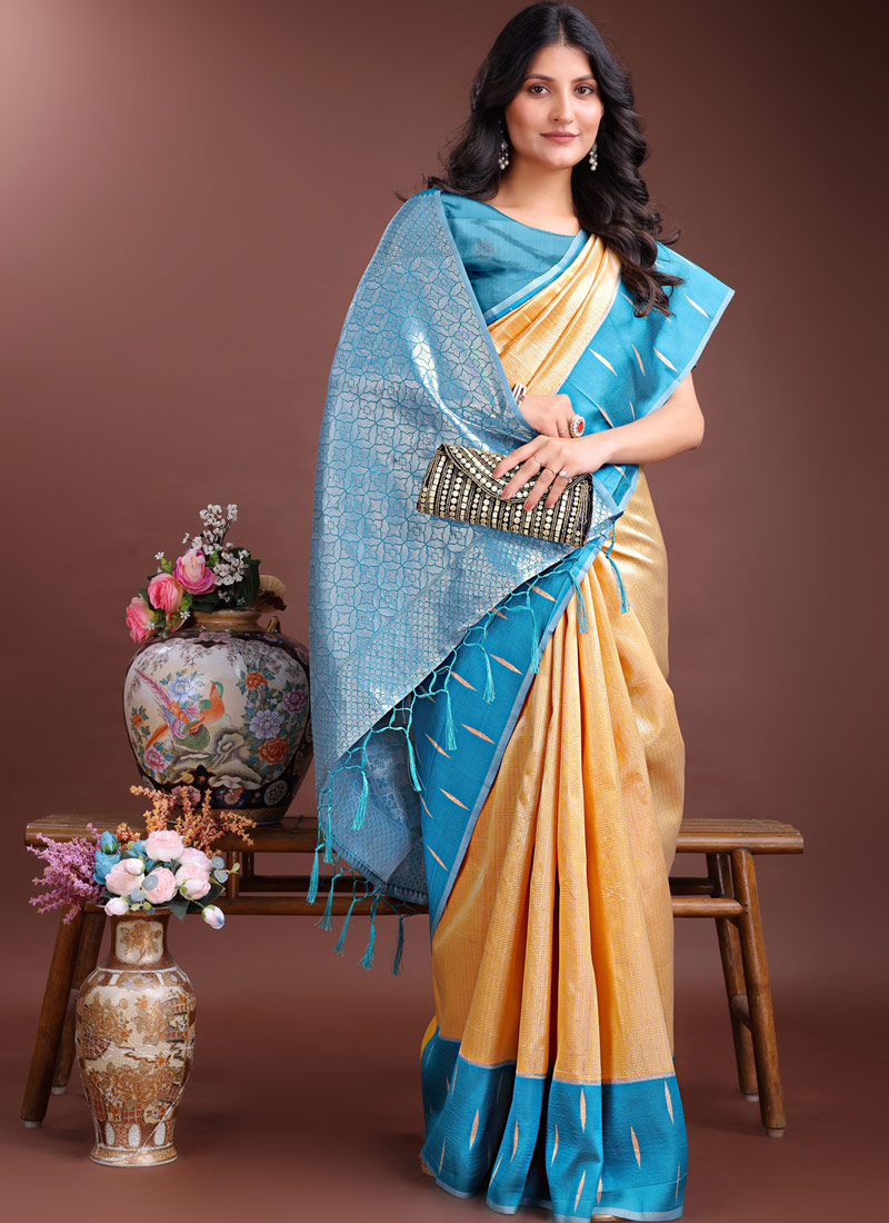 Yellow Silk Designer Saree Yellow Silk Designer Saree