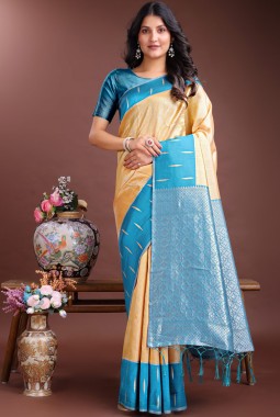 Yellow Silk Designer Saree