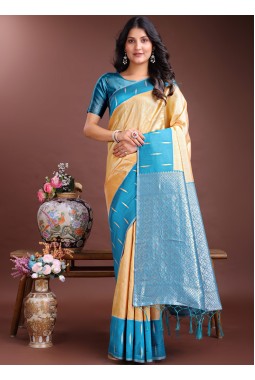 Yellow Silk Designer Saree