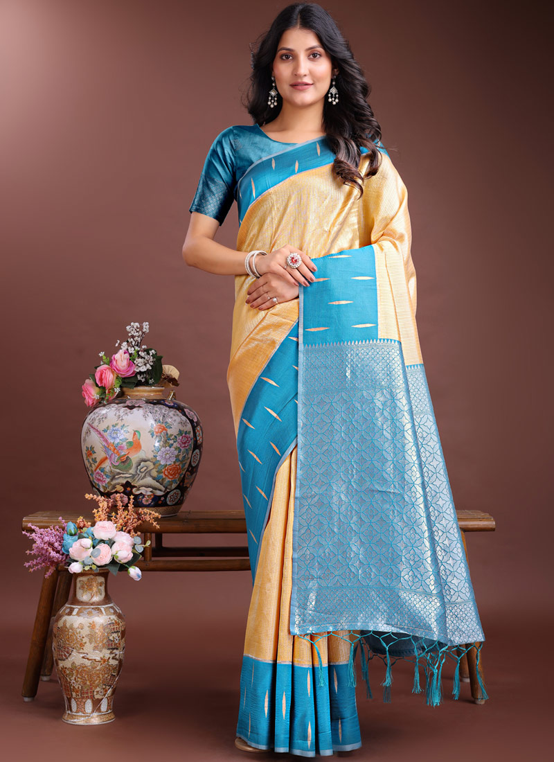 Yellow Silk Designer Saree Yellow Silk Designer Saree