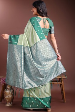 Light Green Silk Designer Saree