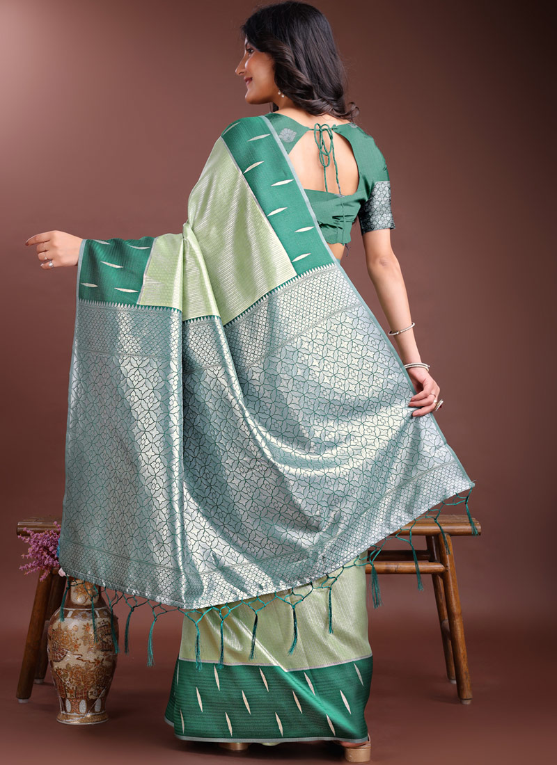 Light Green Silk Designer Saree Light Green Silk Designer Saree