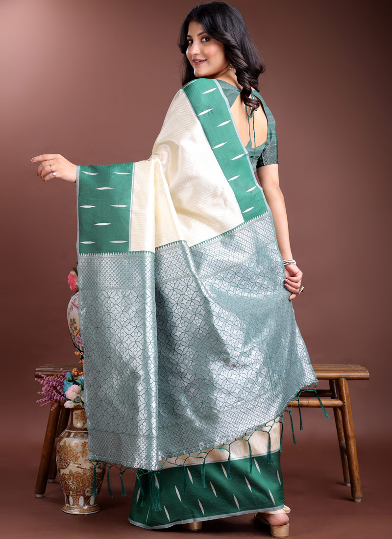 Cream Silk Designer Saree Cream Silk Designer Saree