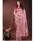 Magenta Linen Cotton Designer Wear Saree Magenta Linen Cotton Designer Wear Saree